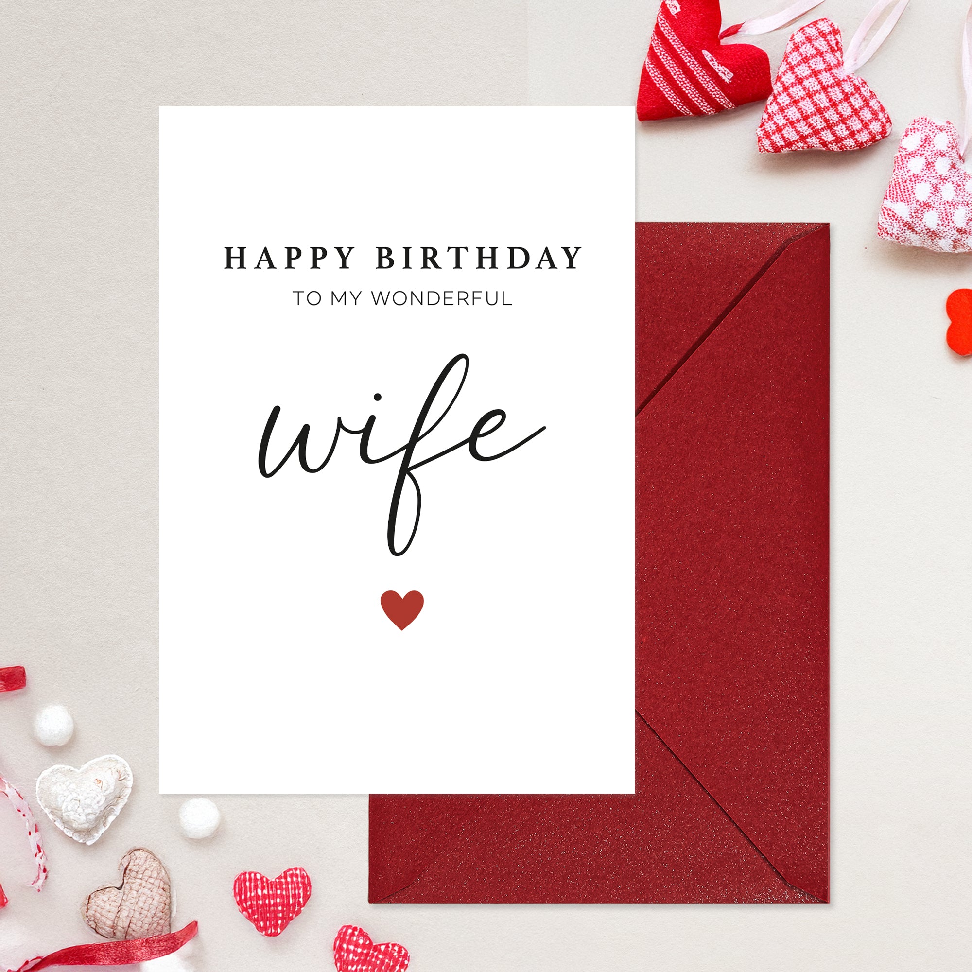 Cheerin Happy Birthday Card for Wife with Envelope - Romantic Birthday Cards for Wife from Husband