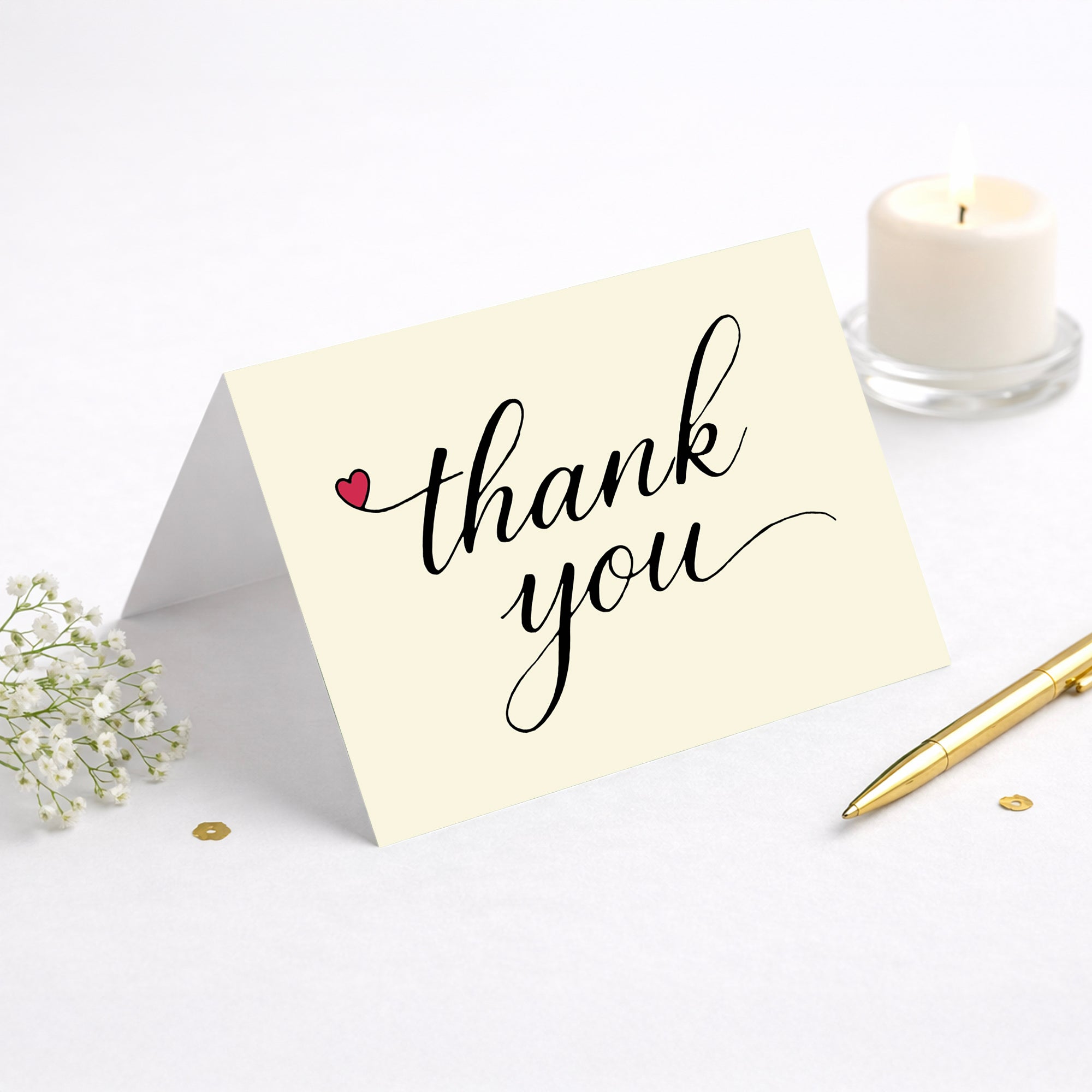 Cheerin 24 Pack Warm White Thank You Cards With Envelopes Set - Elegant Thank You Notes for Wedding, Birthday and Business