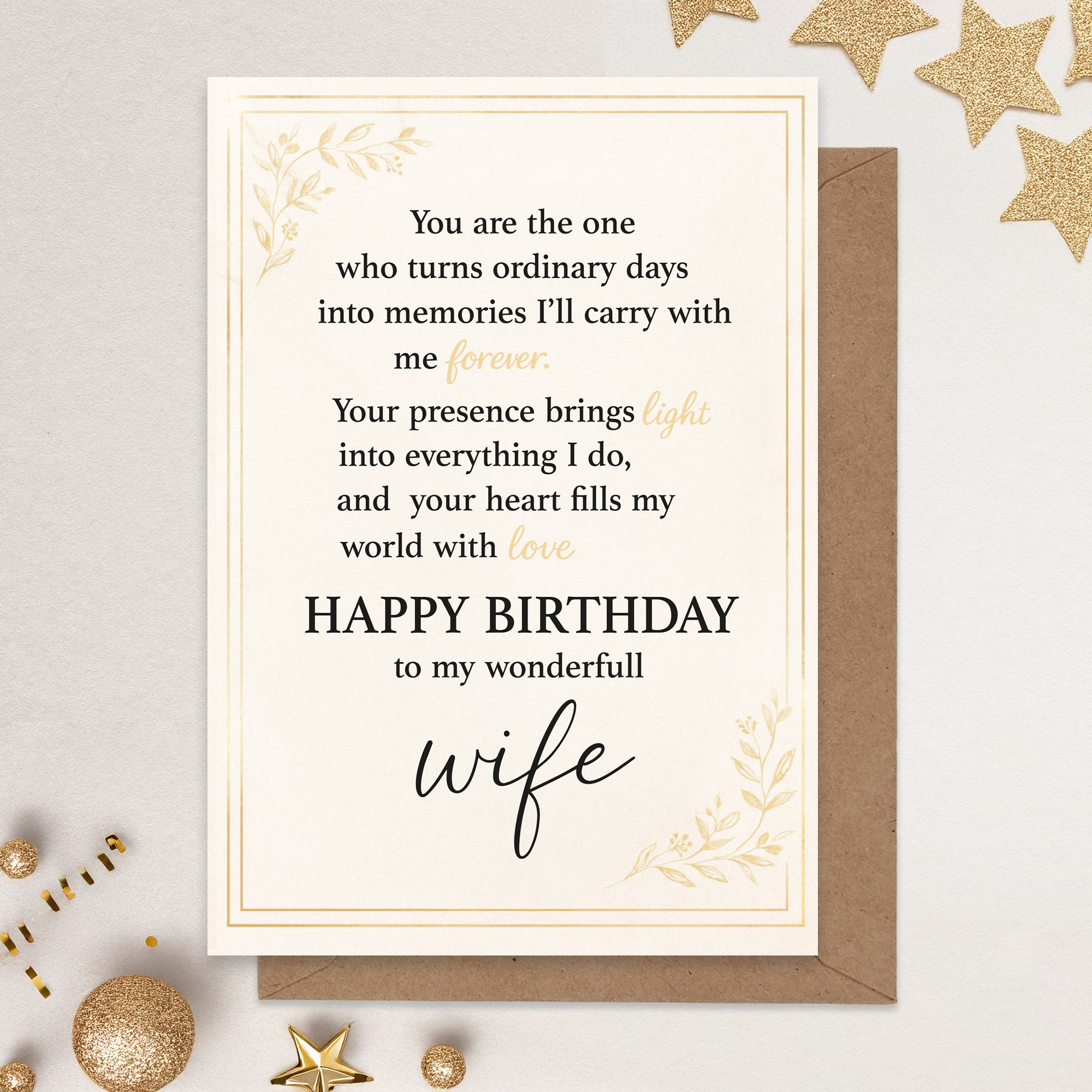 Cheerin Birthday Cards for Wife with Envelope - Romantic Birthday Cards for Wife from Husband