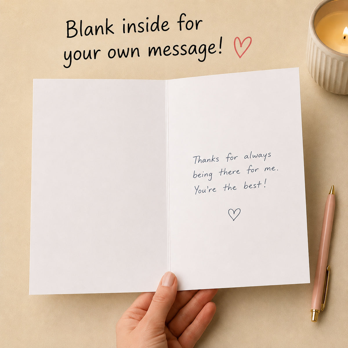 Funny Mom Duck Greeting Card with Red Envelope โ card interior and message example