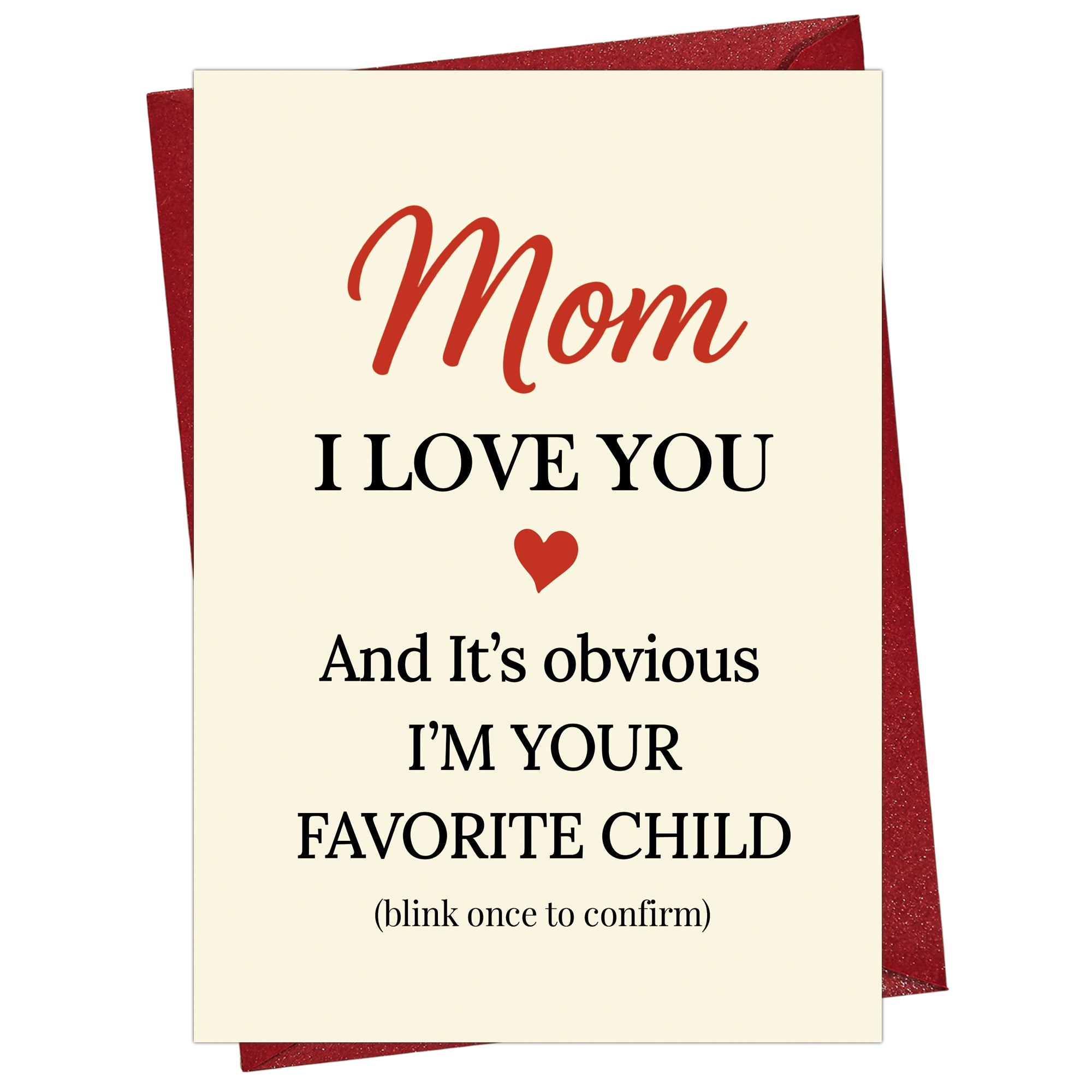 Cheerin Funny Mothers Day Card for Mom – Hilarious I Love You Card for Mum with Envelope from Daughter and Son