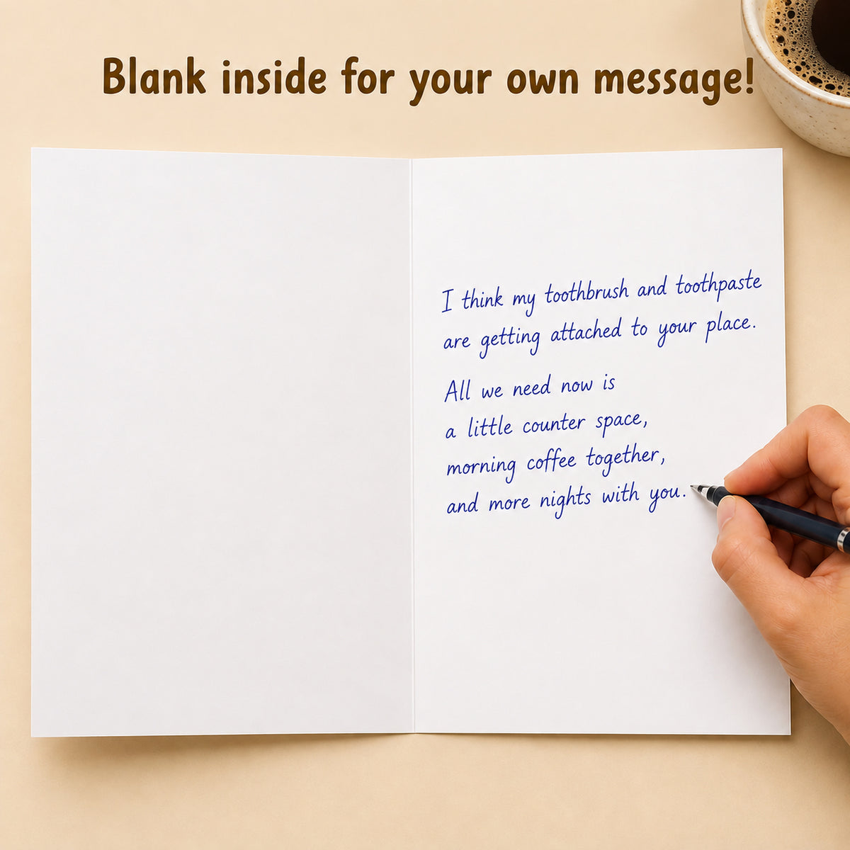 Cheerin Toothbrush and Toothpaste Love Card — card interior and message example