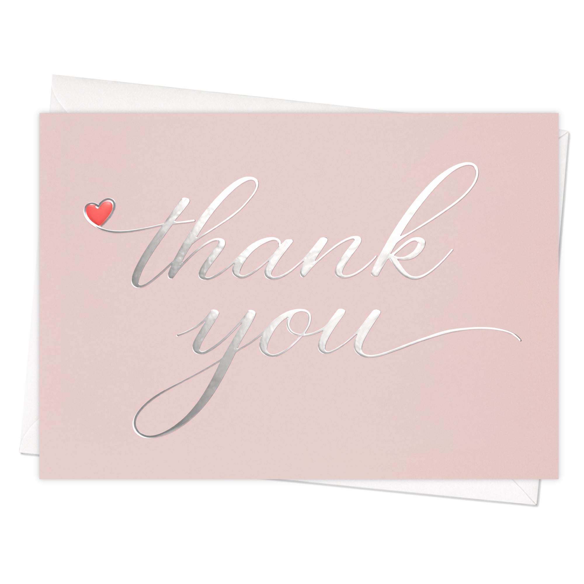 Cheerin 24 Pack Pink Thank You Cards With Envelopes Set - Elegant Silver Foil Thank You Notes for Wedding, Birthday and Baby Shower
