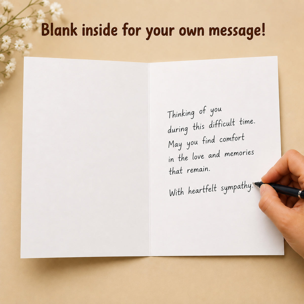 Thinking of You Greeting Card with Kraft Envelope โ card interior and message example