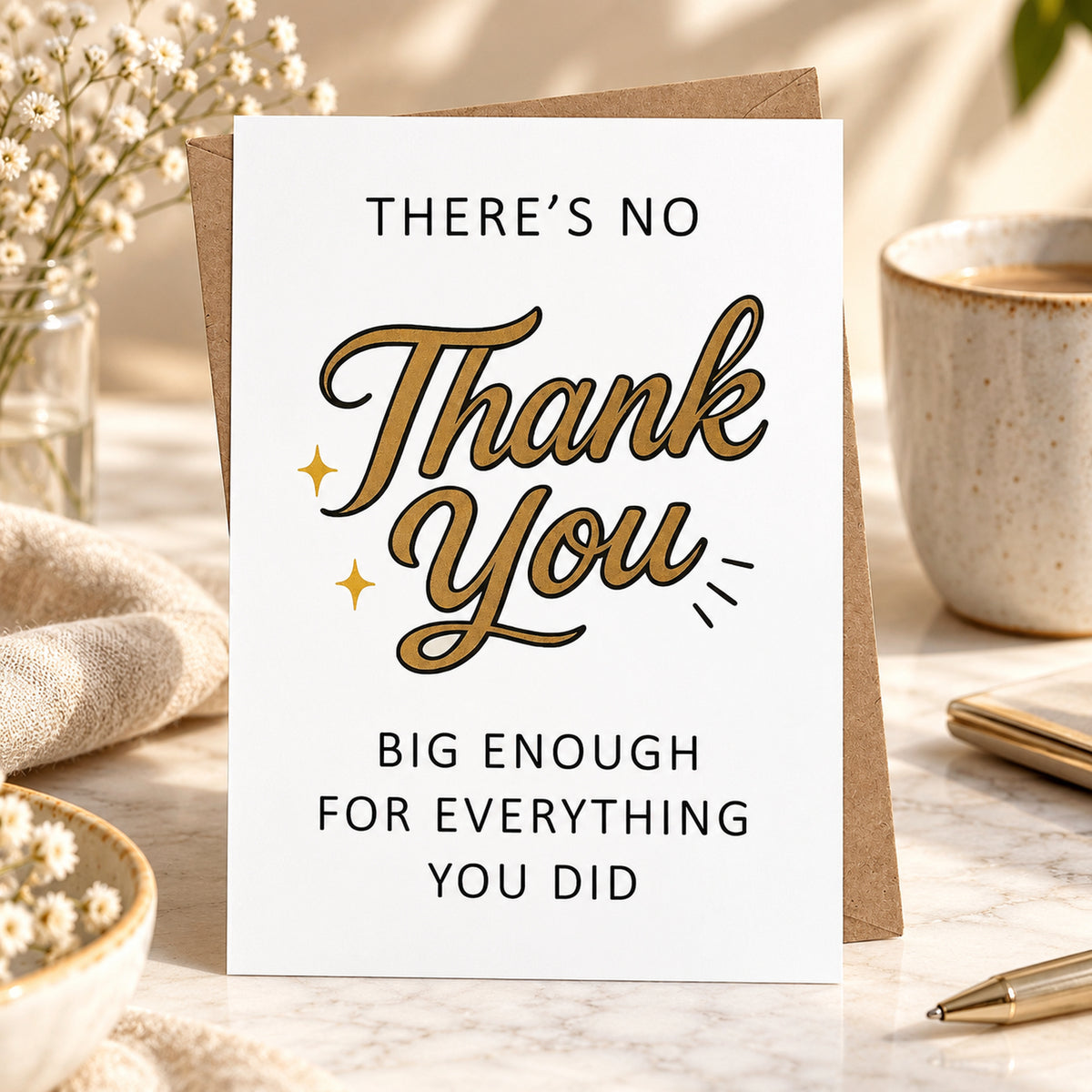 Thank You Card with Kraft Envelope - Blank Inside โ card in a gift setting