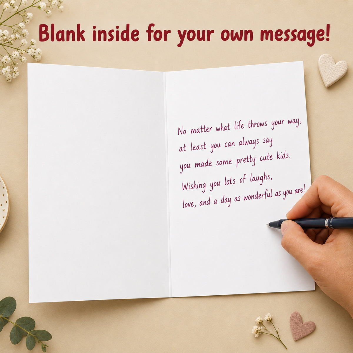 Funny Parent Greeting Card, Blank Inside โ card interior and message example
