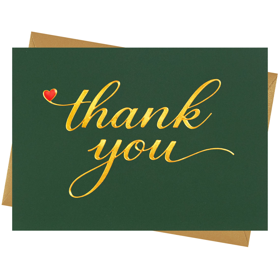 Cheerin 24 Pack Green Thank You Cards With Envelopes Set - Elegant Gold Foil Thank You Notes for Wedding, Birthday and Business