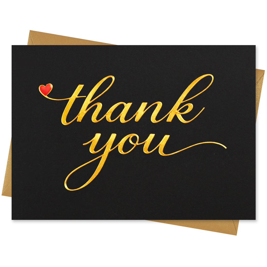 Cheerin 24 Pack Black Thank You Cards With Envelopes Set - Elegant Gold Foil Thank You Notes for Wedding, Birthday and Funeral