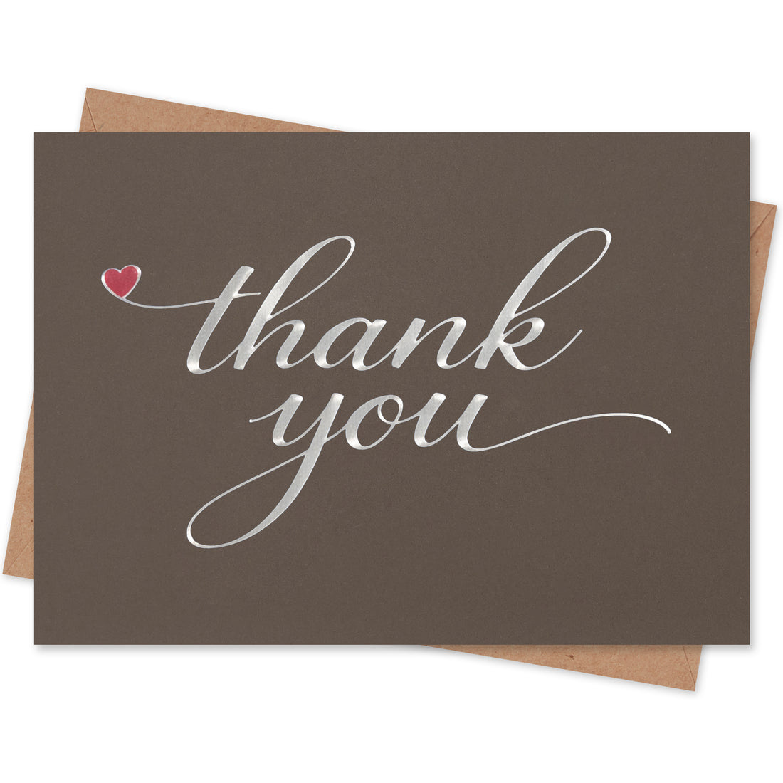 Cherin 24 Pack Brown Thank You Cards With Envelopes Set - Elegant Silver Foil Thank You Notes for Wedding, Birthday and Business