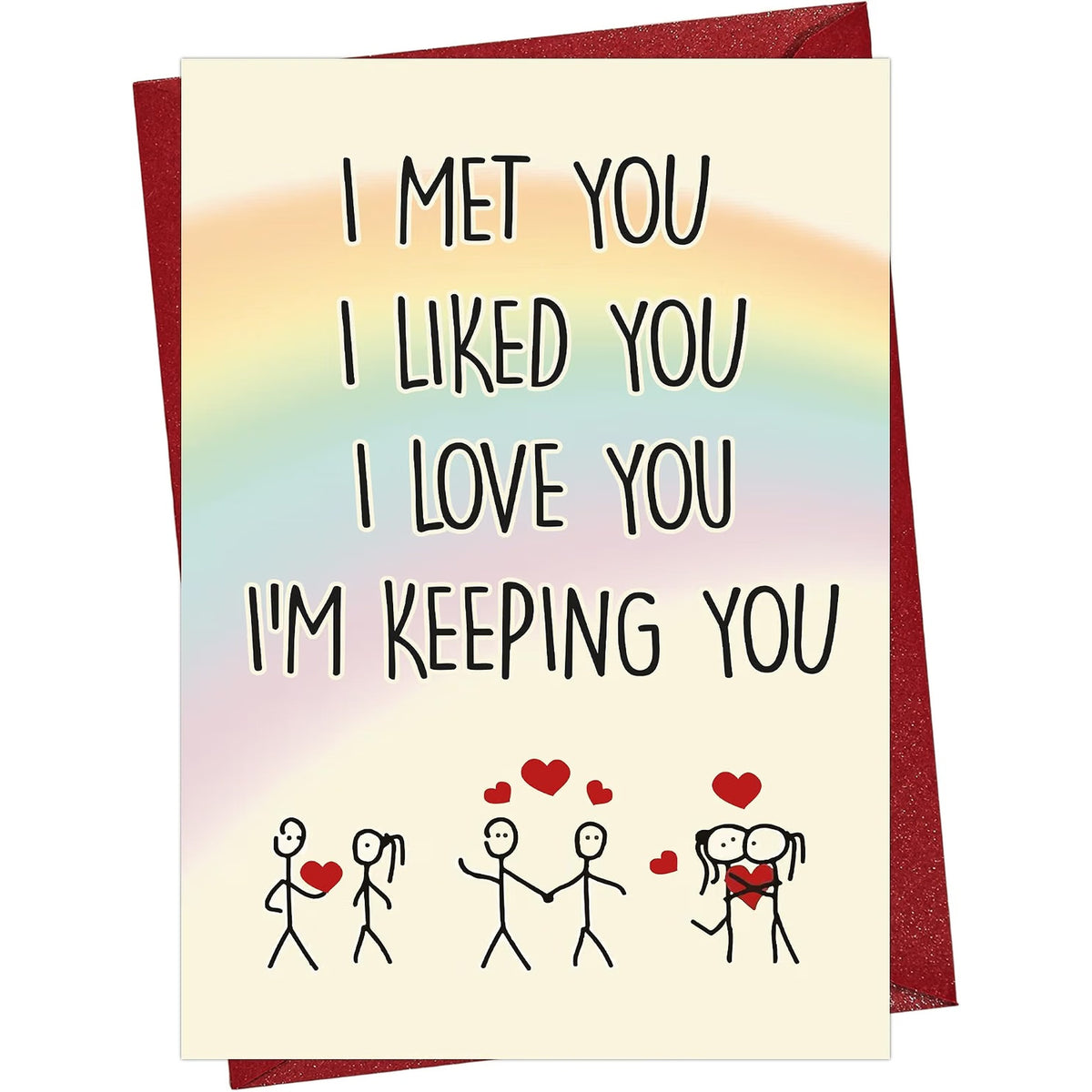 Funny Romantic Love Card with Red Envelope — front cover and envelope