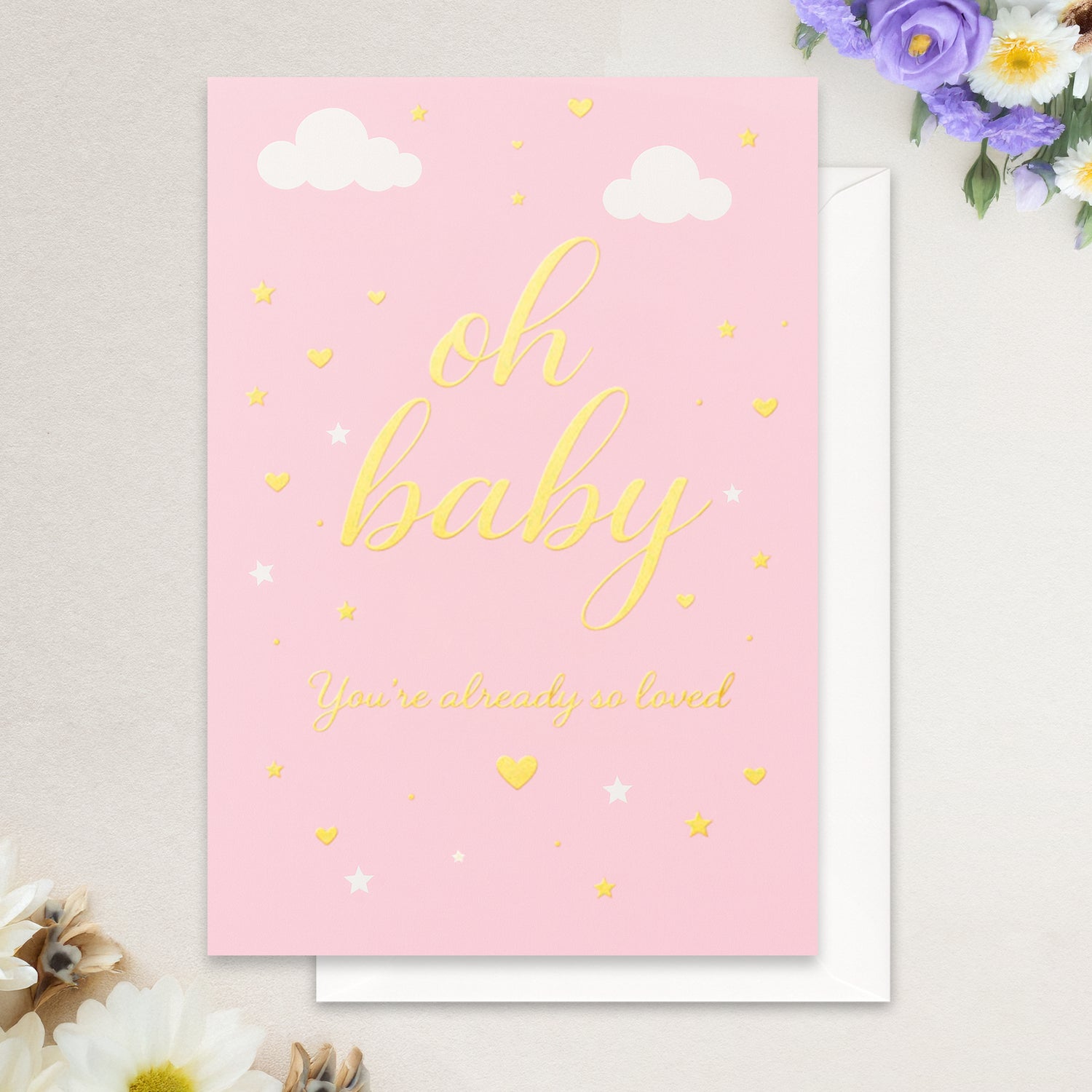 Cheerin Pink Baby Shower Cards for Girl with Envelope - Cute &