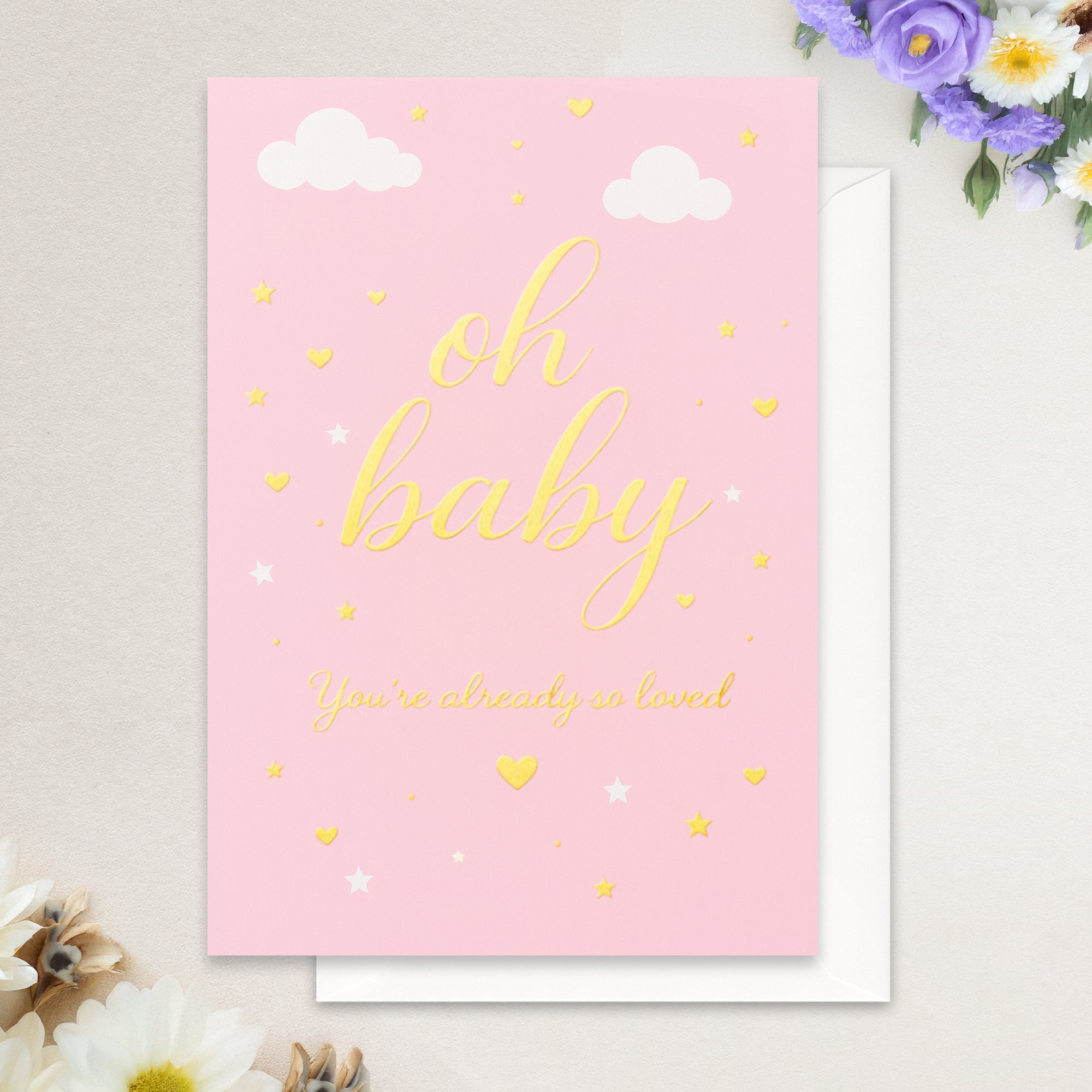 Cheerin Pink Baby Shower Cards for Girl with Envelope - Cute &
