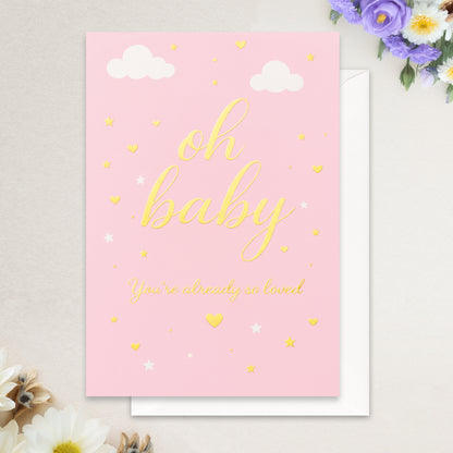 Cheerin Pink Baby Shower Cards for Girl with Envelope - Cute &