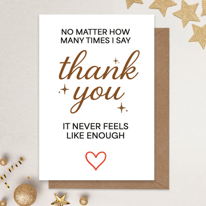 Cheerin Never Enough Thank You Card with Envelope