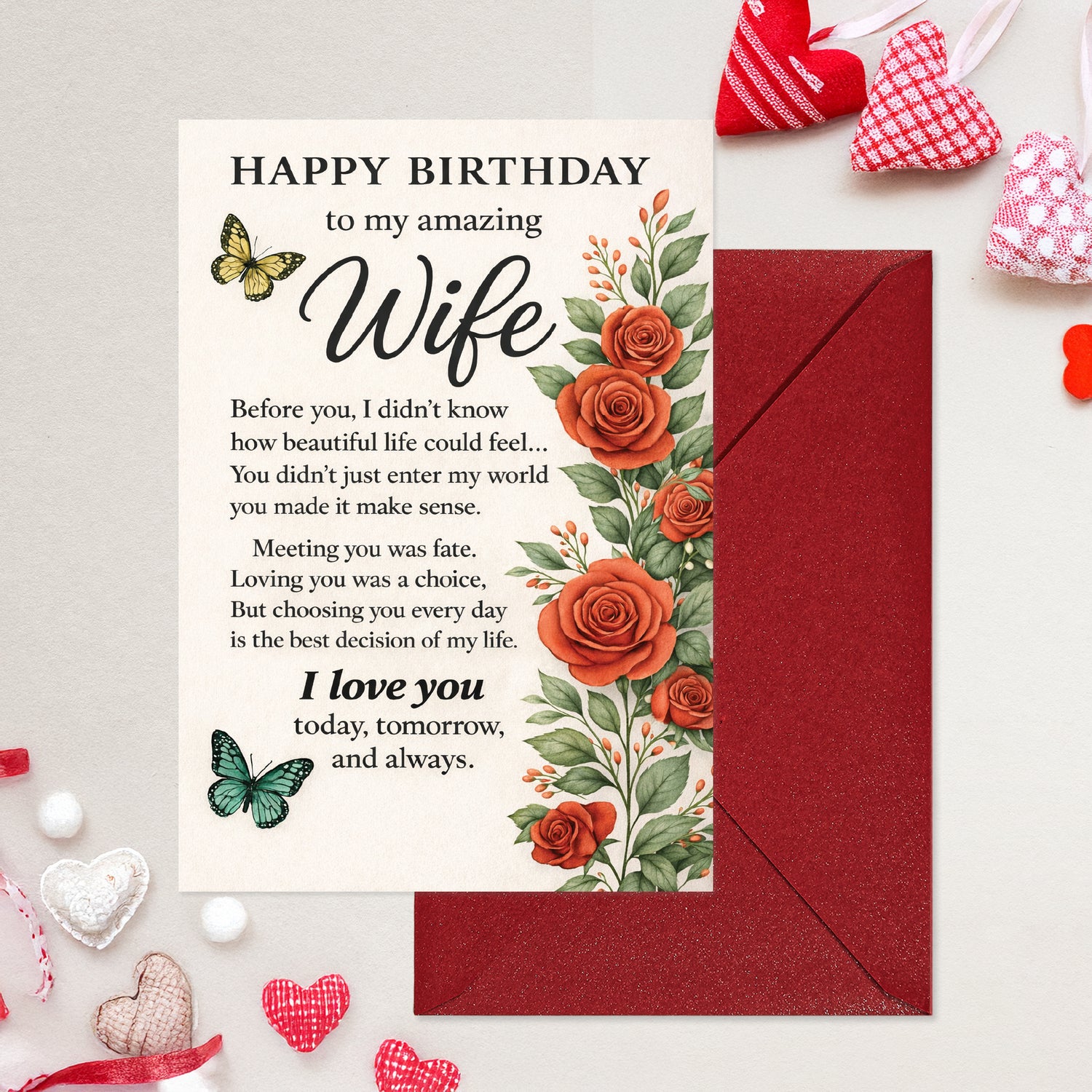 Cheerin Birthday Cards for Wife with Envelope - Romantic Birthday Cards for Wife from Husband