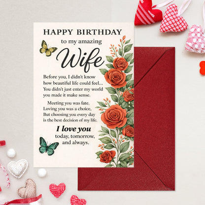 Cheerin Birthday Cards for Wife with Envelope - Romantic Birthday Cards for Wife from Husband