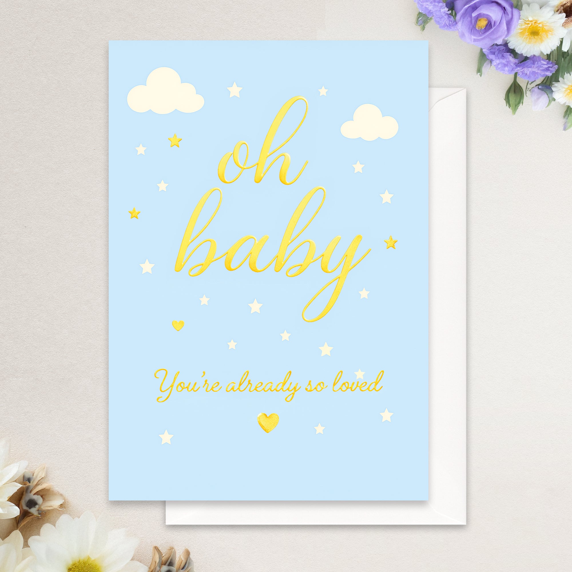 Cheerin Blue Baby Shower Cards for Boy with Envelope - Cute &
