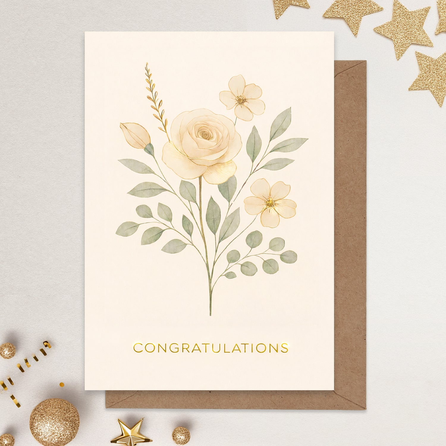 Wedding Cards with Envelope - Floral Wedding Card for Bride and Groom