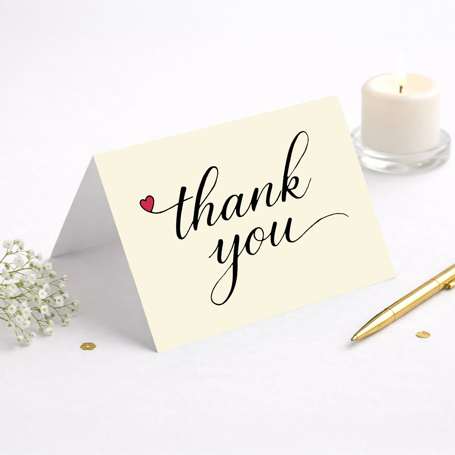 Cheerin 24 Pack Warm White Thank You Cards With Envelopes Set - Elegant Thank You Notes for Wedding, Birthday and Business