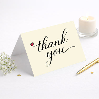 Cheerin 24 Pack Warm White Thank You Cards With Envelopes Set - Elegant Thank You Notes for Wedding, Birthday and Business