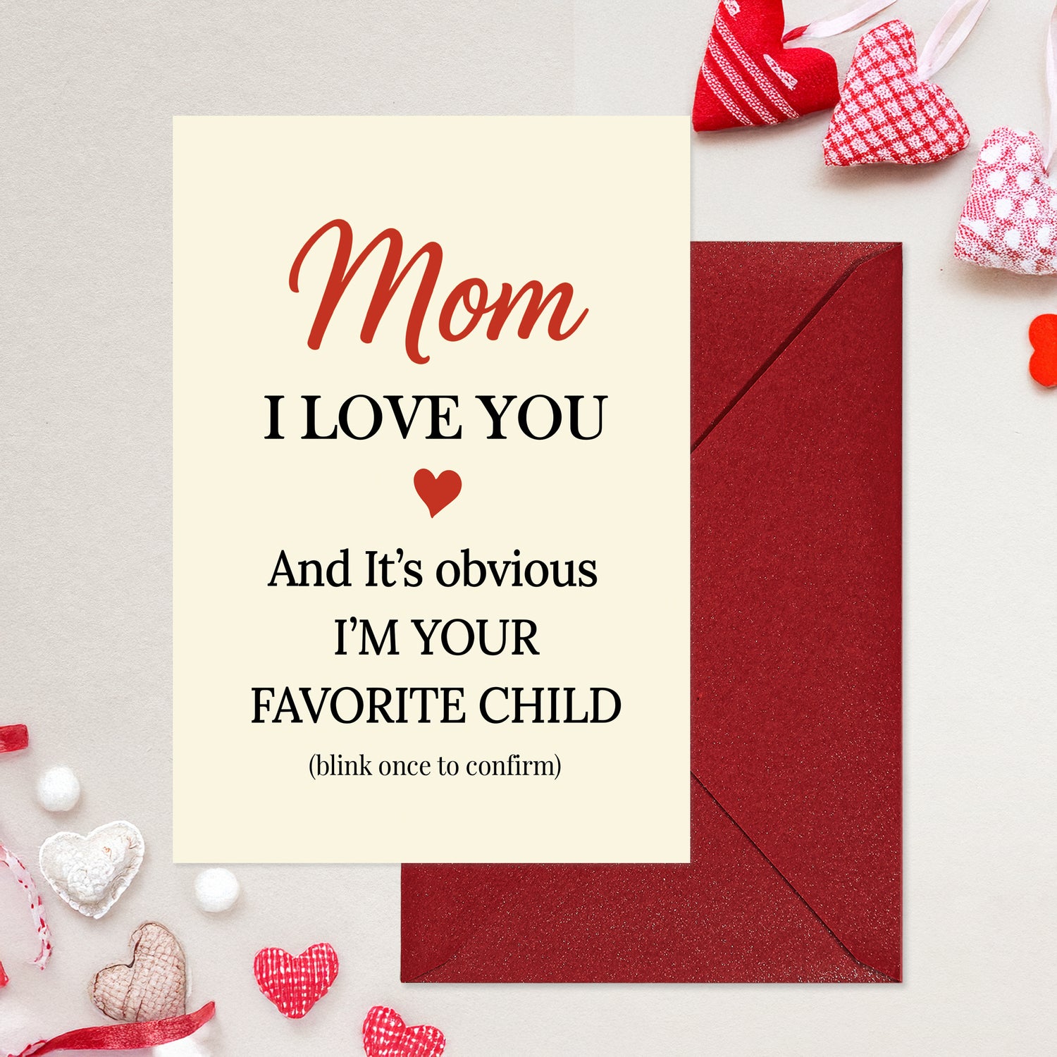 Cheerin Funny Mothers Day Card for Mom – Hilarious I Love You Card for Mum with Envelope from Daughter and Son