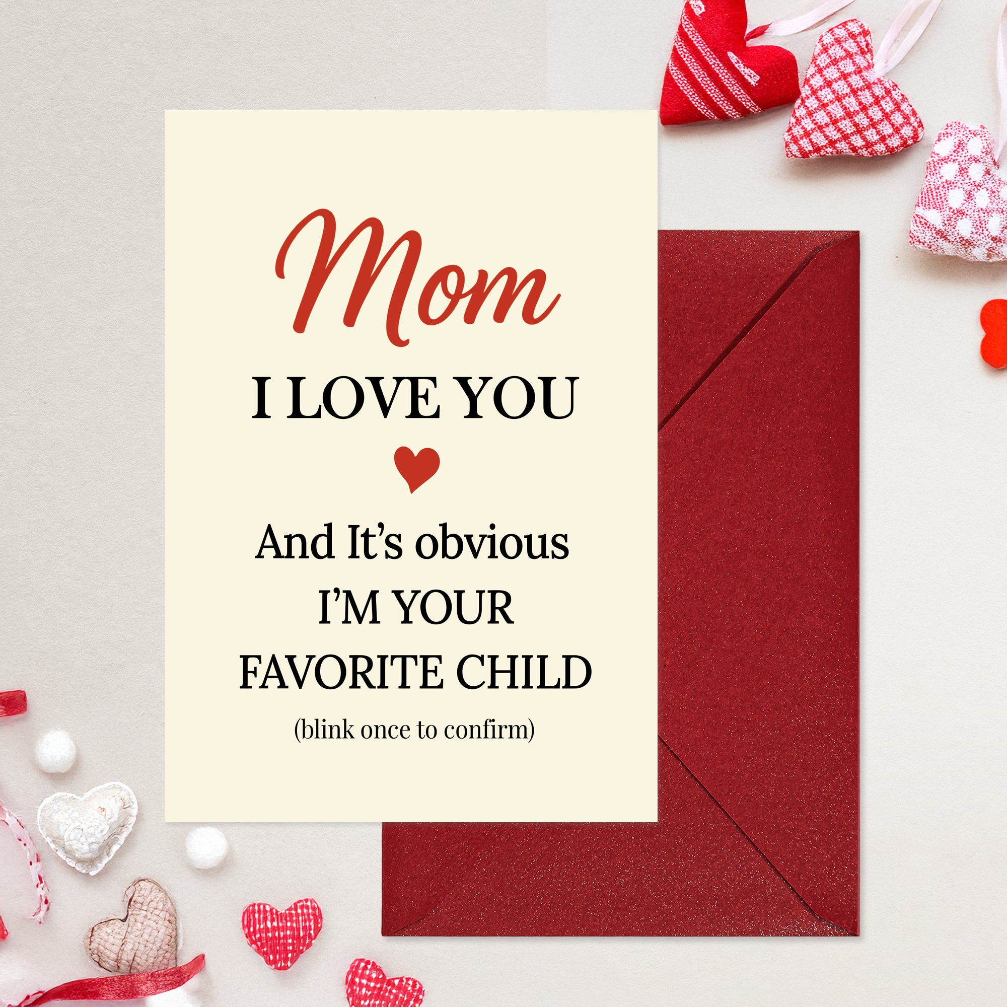 Cheerin Funny Mothers Day Card for Mom – Hilarious I Love You Card for Mum with Envelope from Daughter and Son