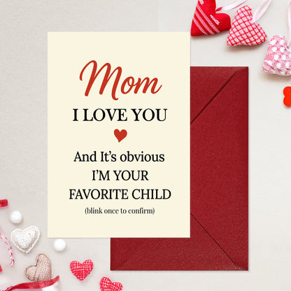 Cheerin Funny Mothers Day Card for Mom – Hilarious I Love You Card for Mum with Envelope from Daughter and Son