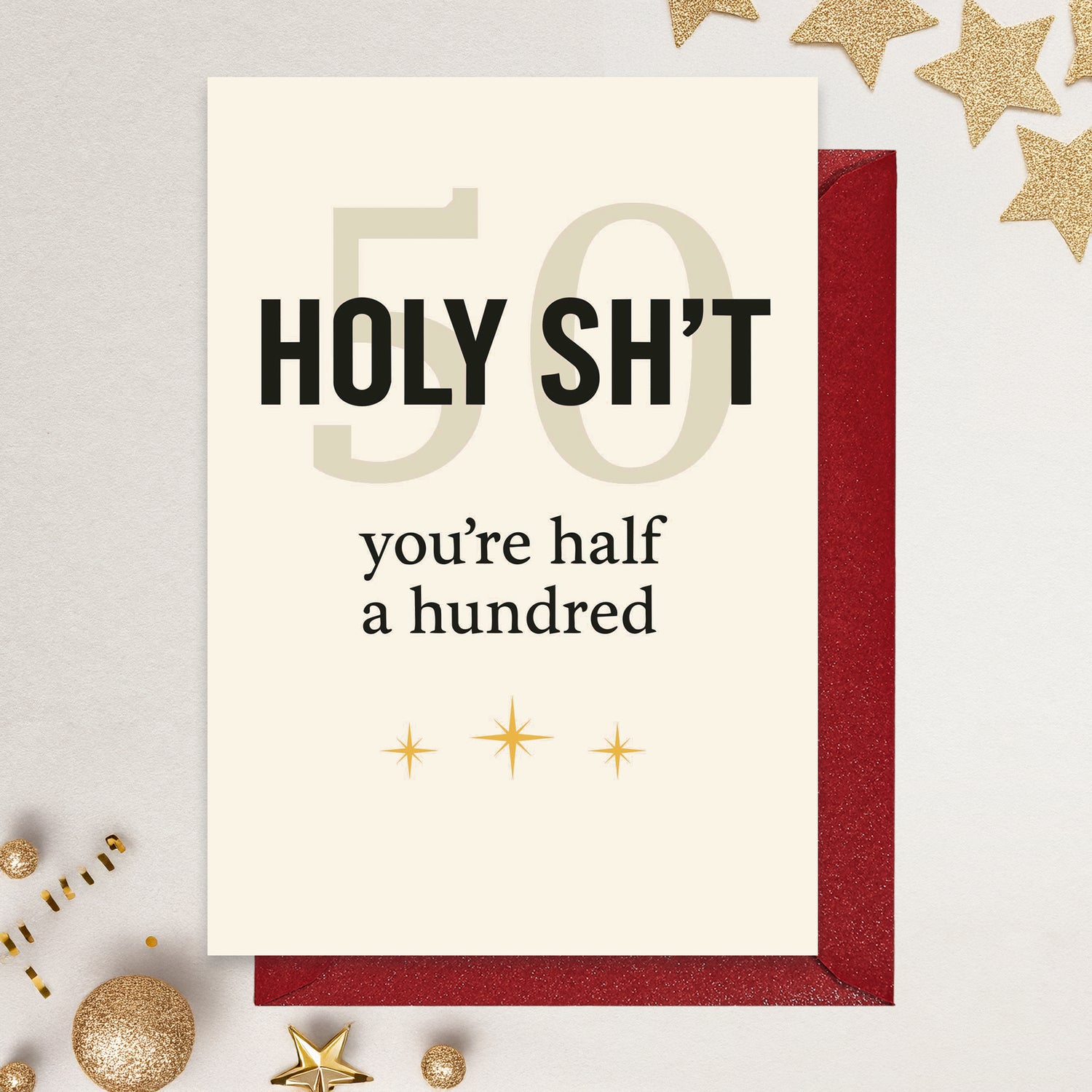 Cheerin Funny 50th Birthday Card with Envelope - Humorous &