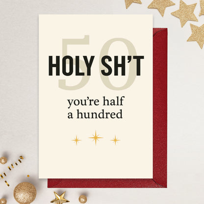 Cheerin Funny 50th Birthday Card with Envelope - Humorous &