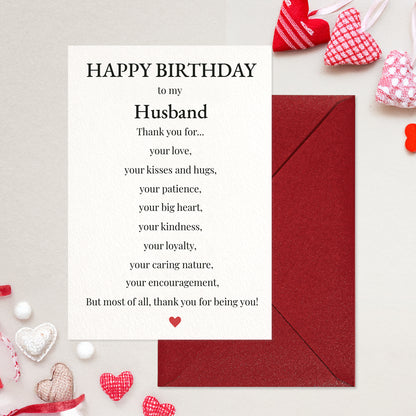 Cheerin Birthday Cards for Husband with Envelope - Romantic Birthday Cards