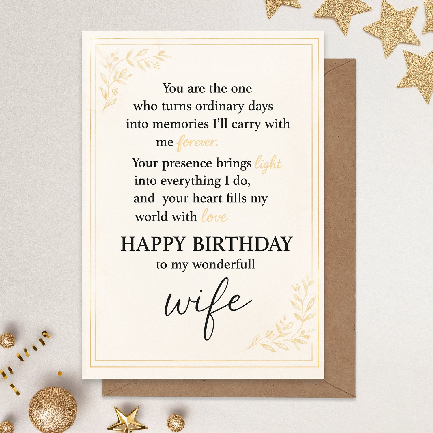 Cheerin Birthday Cards for Wife with Envelope - Romantic Birthday Cards for Wife from Husband