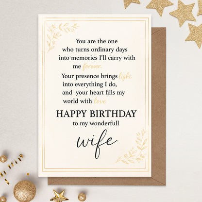 Cheerin Birthday Cards for Wife with Envelope - Romantic Birthday Cards for Wife from Husband