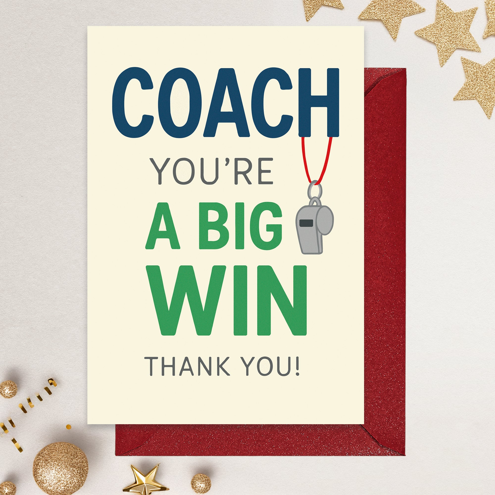 Cheerin Big Win Coach Thank You Card
