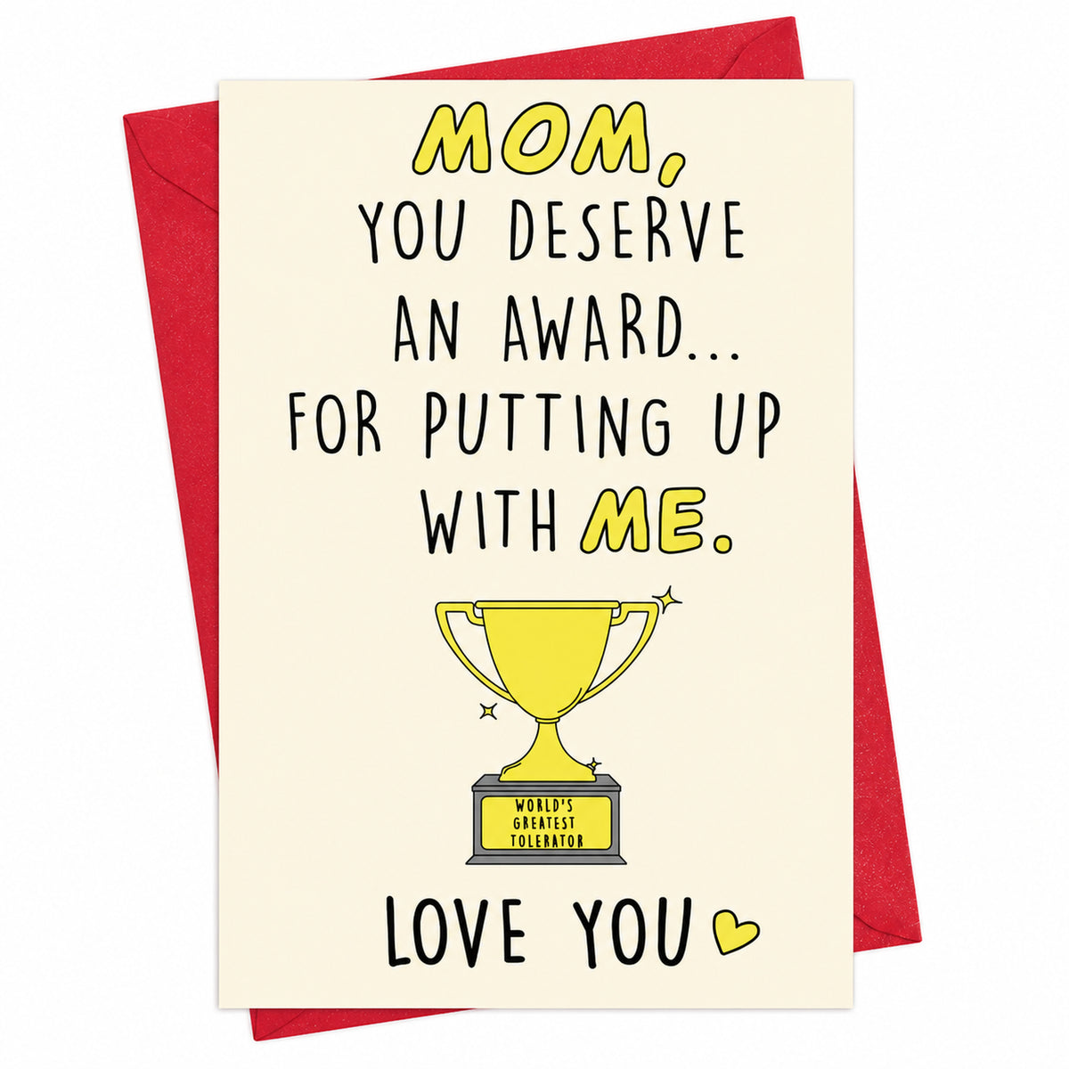 Mom You Deserve an Award greeting card — front and envelope