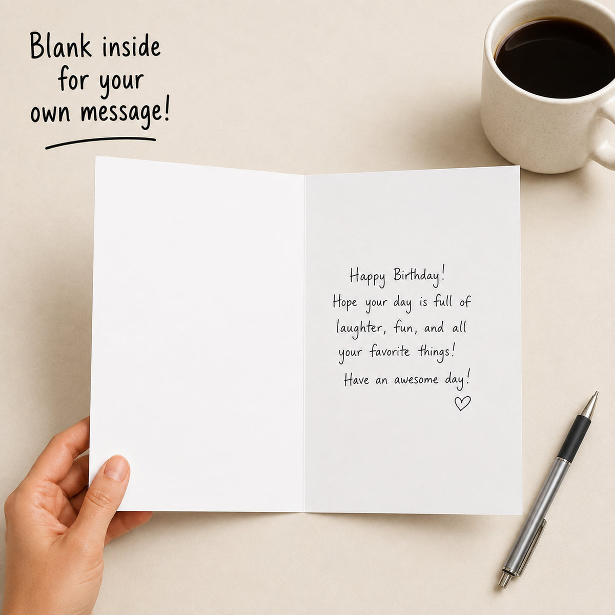 Funny goat birthday card — interior message example