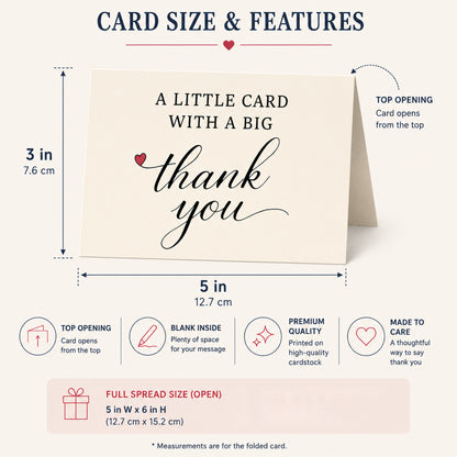 A Little Card with a Big Thank You card — dimensions and features