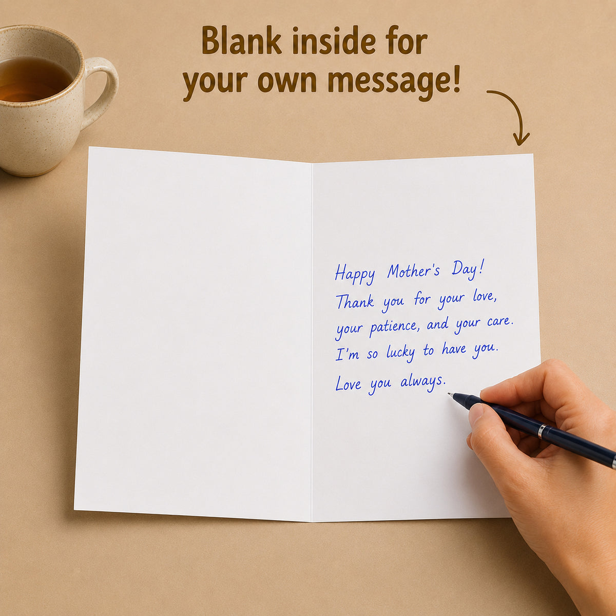 Best Mom Ever floral greeting card — interior message example