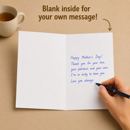 Best Mom Ever floral greeting card — interior message example