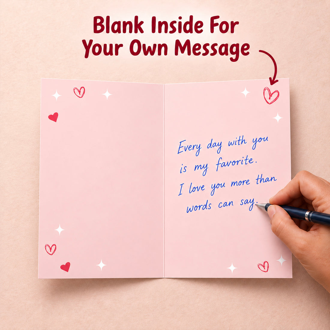 Sending You Love bear greeting card — interior message example