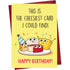 Funny cheesy birthday card — front and envelope