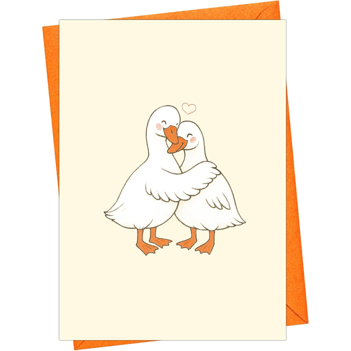 Duck couple love greeting card — front and envelope