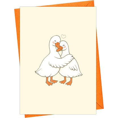 Duck couple love greeting card — front and envelope
