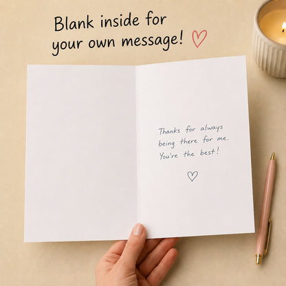 Funny Mom Duck Greeting Card with Red Envelope — card interior and message example