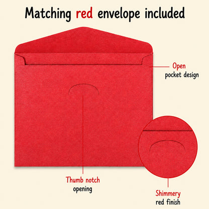 Cute Elephant Love You Mom Greeting Card with Red Envelope with coordinating envelope