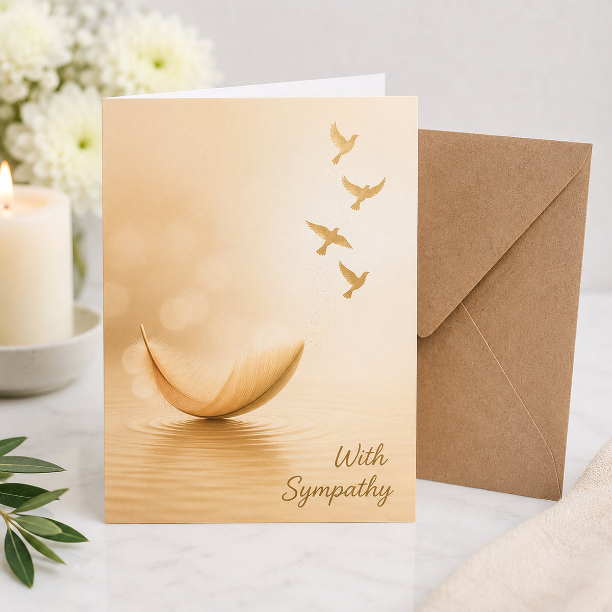 Sympathy Card with Kraft Envelope - lifestyle view