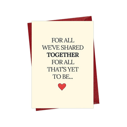 Romantic Love Card with Red Envelope, Blank Inside - front cover