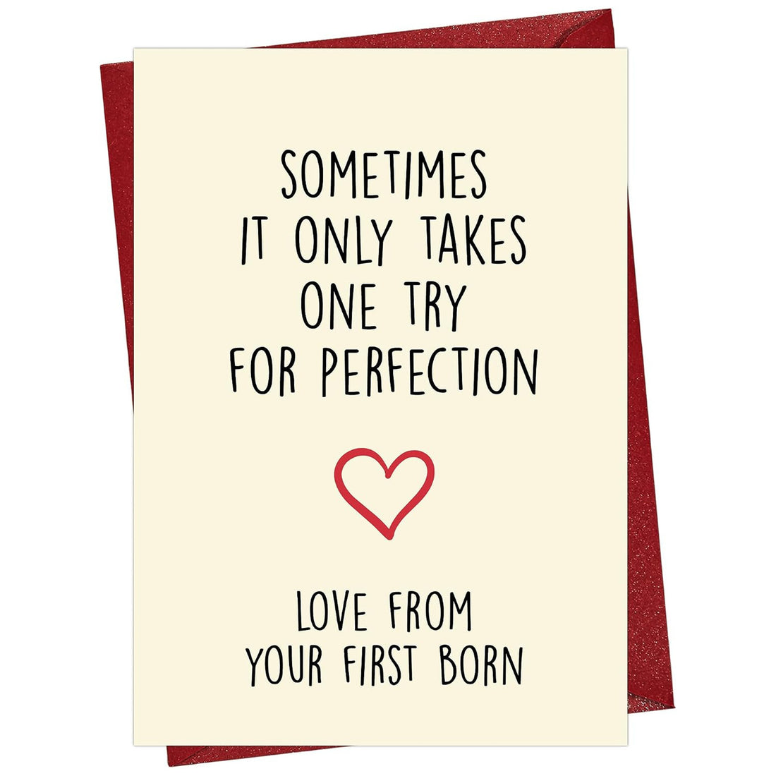 Funny Firstborn Card for Mom or Dad - front cover