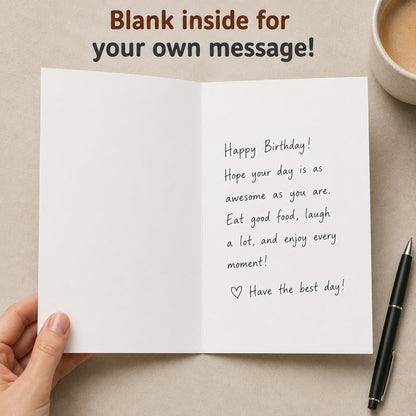Funny Birthday Steak Card with Kraft Envelope — interior with handwritten message example