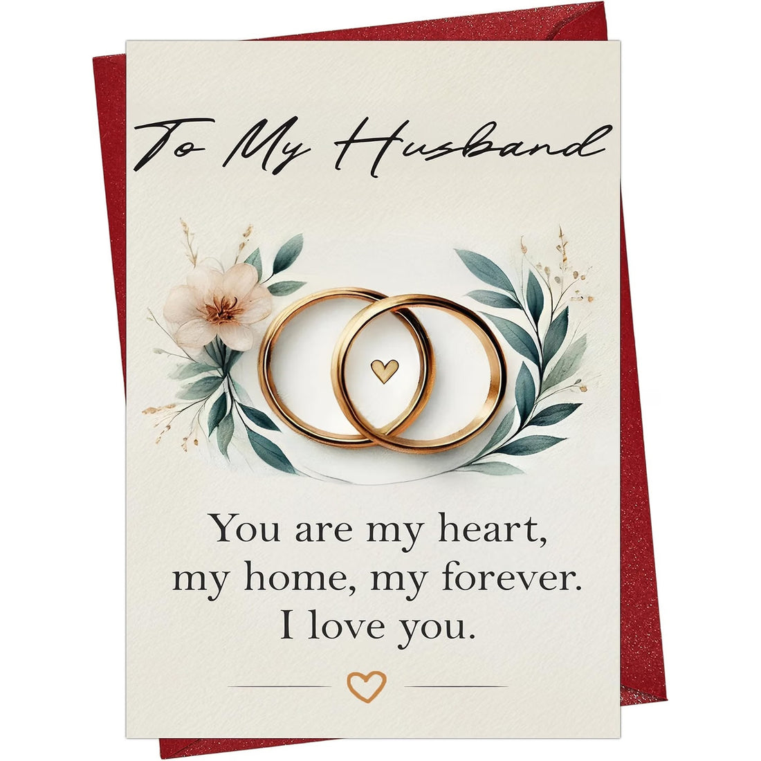 To My Husband Romantic Love Card with Red Envelope — front cover and envelope