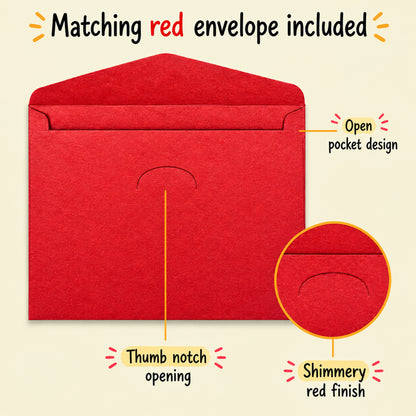 Funny Romantic Love Card with Red Envelope - envelope and card detail